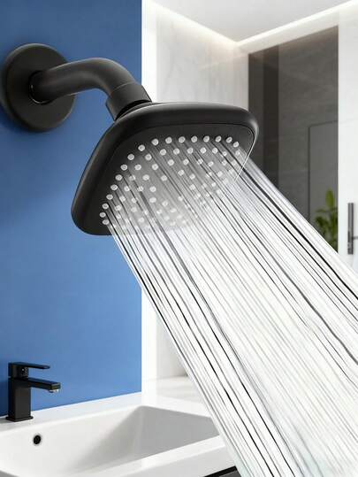 1 pieza Cabezal de ducha cuadrado de 4 pulgadas de alta presión, hecho de material ABS grueso, diseño montado en la pared, adecuado para hoteles, apartamentos, baños domésticos y autocaravanas, accesorio de baño moderno y elegante, ideal para el baño del hogar, el baño moderno y la ducha, puede mejorar tu baño, esencial para la ducha del hogar, también un regalo ideal y una opción para la renovación del baño