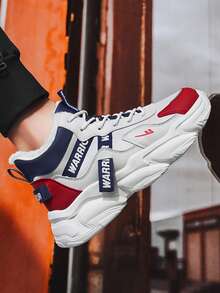 1 Pair WARRIOR Men's Thick Sole Snow Sports Shoes, Lace-Up Soft Bottom Casual Shoes, Low-Top Outdoor Flat Shoes, Suitable For Spring/Autumn Commuting, Hiking, Student Graduation Photos, Round Toe Low Heel Soft Bottom Men Sports Skateboard Shoes