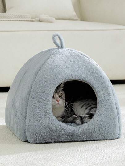 1 件舒适可爱的宠物猫床屋，可拆卸可清洗的猫屋，冬季温暖的宠物洞穴窝，适合兔子、小狗和猫在室内使用