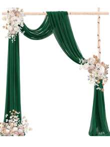 Elegante camino de mesa con brillo verde oscuro, largo camino de mesa de boda estilo bohemio de gasa, bufanda de mesa transparente ligera, adecuado para boda, Navidad, ducha nupcial, ducha de bebé, cumpleaños, fiesta, vacaciones, decoración de mesa de comedor - Verde Oscuro - Ver 9