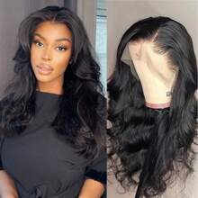 Black Short Body Wave Lace Front Wigs Glueless Natural Wave Synthetic Heat Resistant Fiber Hair Wig With Baby Hair 26 Inch - Natural & Black - View 4
