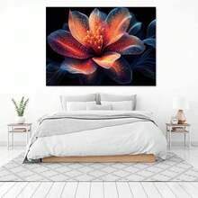 1PC Framed Ready To Hang 2D Flat Glowing Red & Orange Flower Canvas Wall Art, Abstract Wall Decor, Living Room Office Decor, Artwork For Art Enthusiasts & Bold Home Decorators, Ideal For Making A Vibrant And Eye-Catching Statement In Your Home, 2D Flat, Framed, Canvas Wrapped, Ready To Hang Decorative Painting, Poster, Mural, Wall Art Canvas Decoration Painting - 紅色 - 查看 3