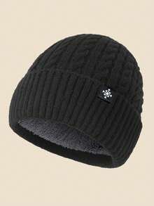 1 pieza Gorro de punto con diseño de copo de nieve, gorro de esquí forrado térmico, suave y cómodo, versátil para la escuela, el transporte, el senderismo, clima frío, adecuado para hombres en invierno - A - Ver 11