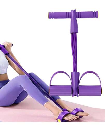 1pc Fitness Resistance Belt -4-Tube Pedal Ankle Puller, Multi Functional Tension Rope, Natural Latex Fitness Belt, Suitable For Strength Training, Abdominal, Waist, Arm, Leg Slimming, Home Gym Exercise Equipment