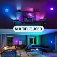 1/3/6Pcs LED Color Cabinet Light Strip With Remote Control, RGB LED Night Light, Rechargeable Magnetic Wall Light Multiple Lighting Modes, Timer Function, Battery-Powered (No Plug Required) Ideal For Wardrobe, Hallway, Display Cabinet, Or Game Room Ambient Lighting - Multi-color light - View 5