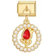 1/5/10/20/30/50 Stücke zufällig gemischte goldfarbene modulare Anhänger, Mond- & Tulpen-Anhänger, abnehmbare Armband-Charm-Accessoires - Verschiedenfarbig - Übersicht 14
