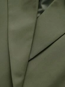Old Money 風格女款寬鬆純色雙排扣翻領休閒西裝外套，極簡時尚，適合春、秋、冬季 - 苔蘚綠 - 查看 3