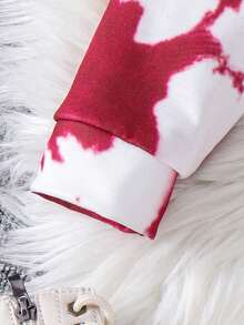 女童扎染印花长袖连帽衫、吊带背心和裤子三件套，街头风格运动装，秋冬 - 玫瑰紅 - 查看 7