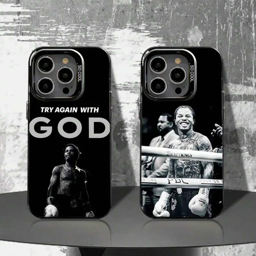 Funda de Teléfono G-Gervonta Boxer D-Davis para 17,16,15,14,13,12,11,Pro,Max,Plus,E Negra Mate a Prueba de Golpes - z1 - Ver 1