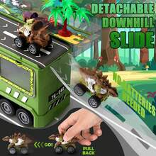 Dinosaur Toy Truck,Tyrannosaurus Rex Dinosaur Transport Toy Truck,Including 8 Dinosaur Toy Images, For Boys And Girls To Play,3-5 Years Old Birthday Fun Jurassic Gifts - 軍綠色 - 查看 4