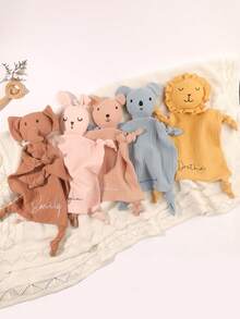 1pc Customized Embroidered Name Soft Comforter Blanket Pink Blue Yellow Gender-Neutral Design - Multicolor - View 9