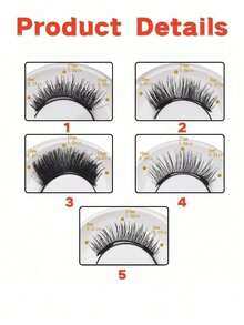 Set de 5 cajas de pestañas magnéticas con 1 aplicador - No se necesita pegamento, extensiones de pestañas postizas reutilizables, aspecto natural, múltiples estilos, fácil de aplicar, perfecto para todas las ocasiones | Kit de extensión de pestañas - Negro - Ver 4