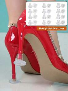 6/12/18pcs Transparent High Heel Protectors, Women's Anti-Slip Quiet Heel Covers, High Heel Protectors, Soft Heel Sleeves, Suitable For Walking On Uneven Grass Or Ground, 3 Sizes, Anti-Slip Heel Covers, Fit For Women's Wedding Shoes, Prevent Heels From Getting Caught In Grass.,Shoe,Spring Summer Picks,Brides Maid Gifts,Room,Bedroom Decor,Beach,Travel,For Men,For Women,Vacation,Cute Stuff - Multicolor - View 3