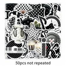 50pcs Black & White Polka Dot Stickers, INS Style Fashion Stickers, Cartoon Cat Stickers, Y2K Aesthetic Stickers, Art Graffiti Stickers, Vinyl Stickers, Suitable For Water Bottles, Tumblers, Guitars, Luggage, Phones, Laptops, Skateboards, Gifts - Black and White - View 4