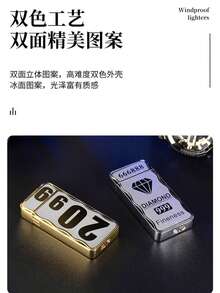 Encendedor de gas creativo de carga directa, encendedor a prueba de viento con doble baño de oro, oferta especial. - Dorado - Ver 8