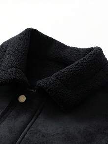 Chaqueta de hombre con solapa de piel sintética y forro polar, para otoño/invierno