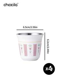 choxila 1个80毫升不锈钢双层保温咖啡杯，椰树骆驼图案，沙特风格迷你咖啡杯，可作浓缩咖啡杯、茶杯、水杯、小咖啡杯使用，耐热浓缩咖啡杯，适用于家庭/办公室/咖啡店/甜品店，斋月礼物，旅行，露营 - Cup - 查看 9
