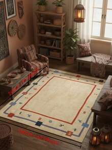 1PC Machine Washable Large - Size Bohemian Multicolored Striped Pattern Area Mat Rug Indoor Living Room Decorative Rug With Artistic Retro Multicolored Striped Pattern Design Durable Easy Clean Floor Mat For Home Decoration Kitchen Rug