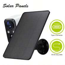 Cargador solar giratorio 360 grados compatible con Micro USB y USB-C, adecuado para cámaras de de bajo voltaje, timbres inalámbricos, luces y dispositivos de monitoreo inalámbricos - Negro - Ver 1