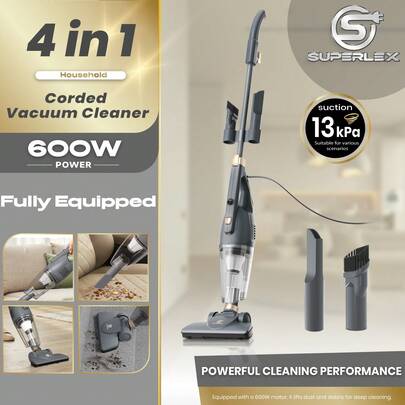 SUPERLEX 4-In-1 Upright Vacuum Cleaner, Bagless Upright & Handheld Stick Vac, 2 HEPA Filter, Includes Crevice Tool & Brush Nozzle For Pet, Hair, Stairs, Carpet