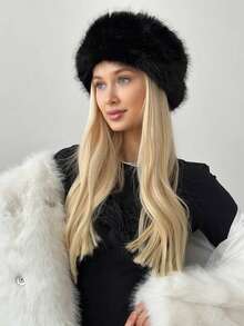 1Pc Women Faux Fur Headband With Elastic Band Ear Warmer Earmuff For Cold Weather