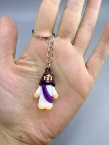 1pc Multicolor Creative Cartoon Jesus Love You Pendant Keychain, Small Jesus Doll Hide And Seek Sunday, Party Favor Gifts, Miniature Jesus Chamrs, Christian Toys Pendant, For Bag Charms Car Keychain Accessories, Christmas Decor Home And Party, Best Christmas New Year Gift For Friends - Multicolor - View 10