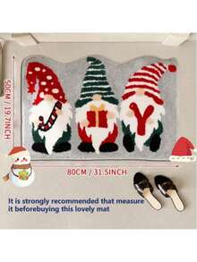 1件圣诞小矮人地毯，仿羊毛浴室垫，门垫，不对称形状地毯，厨房地毯 - 彩色 - 查看 13