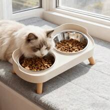 1PC Elevated Stainless Steel/Plastic/Ceramics Pet Bowls Set With Stand,Pet Feeder With Splash Guard For Small Dogs And Cats Pet Owner Valentine's Day Thanksgiving Party Birthday Gifts - Multicolor - View 2