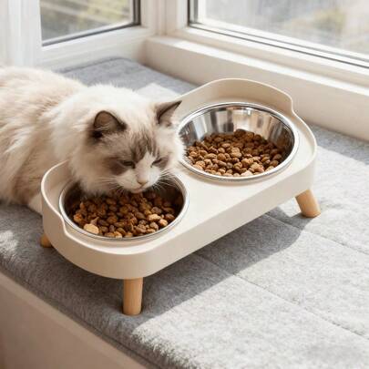 1 Set Elevated Stainless Steel/Plastic/Ceramic Pet Bowl With Stand And Splash Guard, Suitable For Small Dogs & Cats, Pet Owner Gift For Valentine's Day, Thanksgiving, Birthday