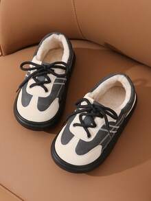 أحذية خبز قبيحة جميلة بتباين أسود وأبيض رجعية [مبطنة حرارية دافئة]، أحذية كاجوال سميكة الوحدة مع ربطة للنساء، ماركة - الأسود - مشاهدة 12