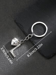 1pc Fashionable European And American Unisex Stylish High-Grade Letter Shape Hollow Out Rhinestone Decor Metal Keychain Bag Charm Car Accessories School Cute Goth Y2k - Silver - View 42