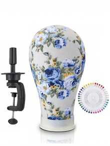 3 PiecesWig Head Set, 22-Inch Canvas Wig Heads With Installation Holes, Fabric Block Wig Heads For Practice & Display - Multicolor - View 3