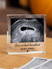 1pc Customized Acrylic Ultrasound Photo Desktop Display, Pregnancy Scan Photo Frame, Baby Scan, Newborn Gift, Grandparent Gift, Pregnancy Ultrasound Scan Print, Pregnancy Announcement (10*10*1cm/1pc) - Multicolor - View 3