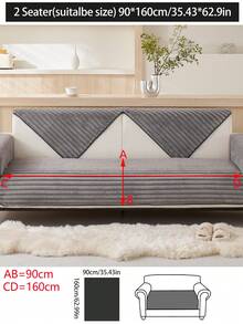 1pc Thick Plush Sofa Cushion Cover, Modern Minimalist Anti-Slip Sofa Seat Pad, Dust-Proof And Washable Sofa Slipcover, Soft And Fade-Resistant, Pet-Friendly, Fits L-Shaped Sofa And 1/2/3/4 Seater Sofa, Suitable For Bedroom, Office, Living Room - Dark Grey - View 20
