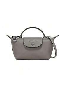 One-Hand Dumpling Bag, Handbag, Purse, Shoulder Bag, Freight Invoice, Shoulder Strap, Women's Handbag - .迷你皮面灰色 - 查看 3