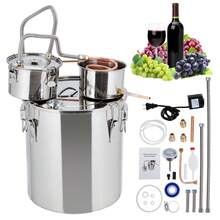 Destilador de acero inoxidable, kit de destilación con termómetro incorporado, kit para elaboración de cerveza casera, 50 L/13,2 gal - Plateado - Ver 1
