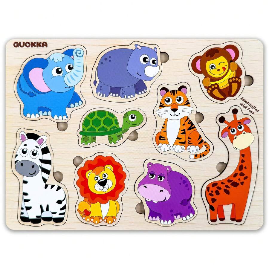 QUOKKA Wooden Puzzles For Toddlers Ages 1-3 – Educational Wooden Toys For Kids Ages 3-5 - Animal Sea, Bugs And Birds Learning Toy For Kids - 動物非洲 - 查看 1