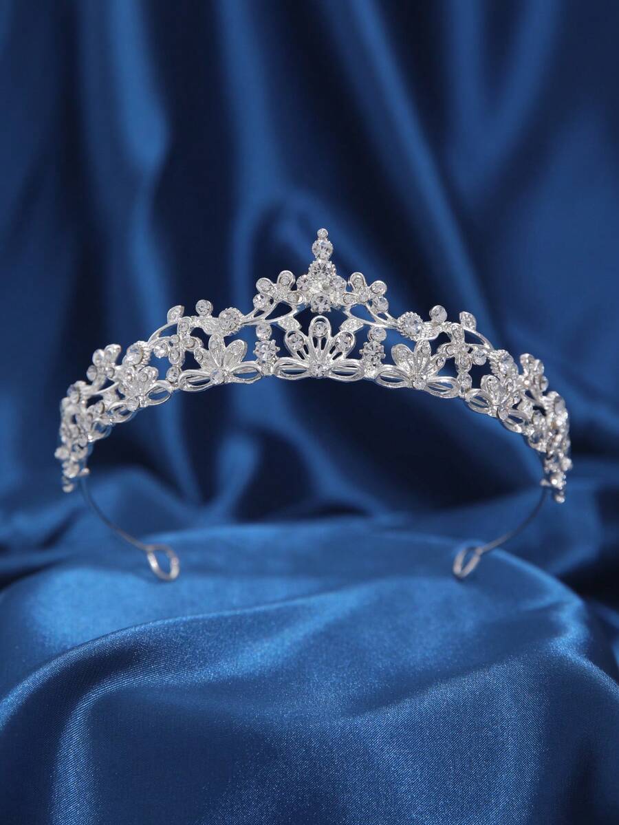 1 pieza Diadema con mini corona decorada con rhinestones, adecuada para fiestas, cumpleaños, bodas, verano, playa