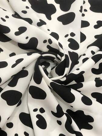 1pc Cow Print 4-Way Stretch Chiffon Fabric, Non-Sheer With Drape, Pre-Cut For DIY Headwear, Accessories, Clothing