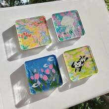 5/15/25sets DIY Handmade Fridge Magnet Craft Kit - Transparent Acrylic Square Tiles With Rounded Corners, High-Definition Vibrant Colorful Patterns (Flowers, Animals, Landscapes), Magnetic Photo Frame - Multicolor - View 4