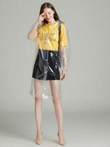 1pc Fashionable Transparent Long Raincoat, Full Body Rain Jacket