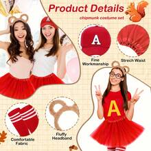 4-Piece Cute Chipmunk Costume Set, Including Ear Headband, Puffy Skirt, Matching Socks And Clothing - Bright Colors Suitable For World Book Day, Carnival, Theme Parties - Comfortable And Easy To Wear Party Costumes