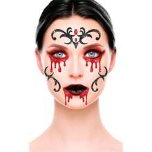 Fiestas Guirca Decoração de Fantasia para Festas e Eventos, Pintura Facial e Corporal com Design de Sangue e Estilo Gótico, Ideal para Celebrações de Halloween, Disfarces de Vampiro, Cosplay de Horror e Artesanato Criativo - Multicolorido - Ver 3