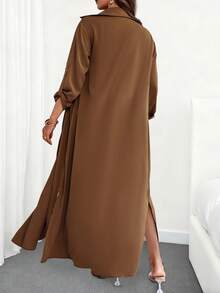 Women's Solid Color Casual Front Button Closure Daily Dress, All Season