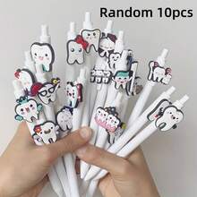 10支伸缩牙科主题圆珠笔，简约纯色牙齿形状笔，书写办公室护士笔，适合牙科护士、医务助理和学生礼物，款式随机