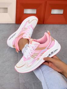 Zapatillas deportivas minimalistas, ligeras y versátiles de mujer con estilo coreano casual, con cojín de aire, malla transpirable y cómoda, con cordones