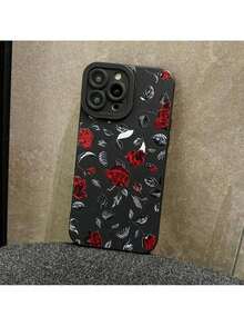 Funda de Teléfono con Patrón de Rosas, Cubierta Protectora a Prueba de Golpes, Fundas de Teléfono Todo Incluido Compatibles con X XR XS Max 11 12 13 14 15 Pro Max, Fundas 15 14 Plus, Accesorios para TeléfonosFunda con impresión HD - Negro - Ver 5