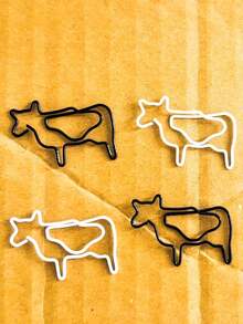30pcs/50pcs Cute White Or Black Cow Animal Shaped Paper Clips Bookmark For Office Supplies Gifts