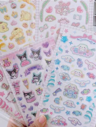 Pegatinas decorativas de dibujos animados de Sanrio, Kuromi y Melody japoneses, pegatinas decorativas retro impermeables, pegatinas para planificadores escolares para niños y estudiantes, pegatinas con un alto nivel de apariencia