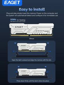 PS40系列DDR4内存，32GB套装（2x16GB）/16GB套装（2x8GB），3200MHz DDR4游戏内存，适用于Intel和AMD平台，采用铝合金外壳和3M导热硅胶双重散热设计。 - 銀色 - 查看 8